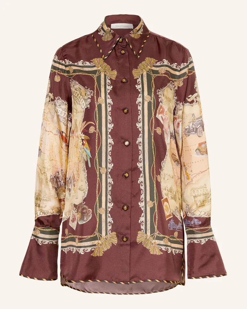 Zimmermann Hemdbluse Valiant Aus Seide braun Dunkelrot