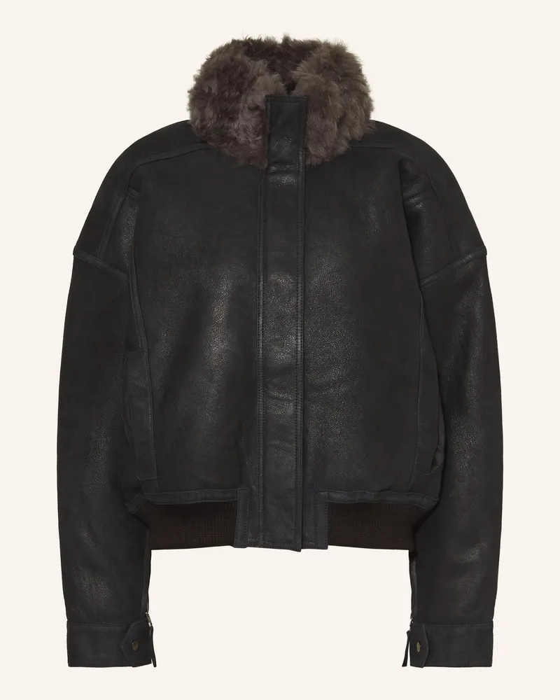 UTZON Lederjacke Joa schwarz Schwarz