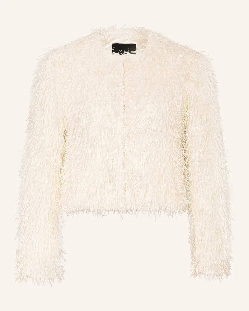 Oui  Kastenjacke Mit Glitzergarn weiss Ecru