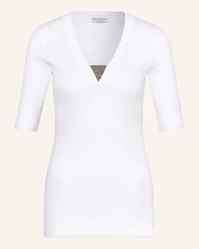 Brunello Cucinelli T-Shirt Mit Schmucksteinbesatz weiss Weiss