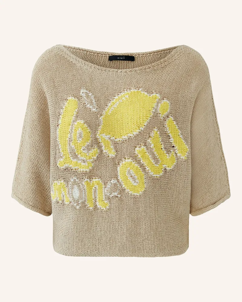 Oui  Strickshirt Mit 3/4-Arm gelb Gelb