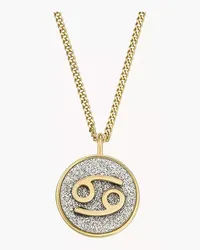 Fossil Kette Zodiac Cancer Anhänger Glitz-Papier silberfarben - farben Gold