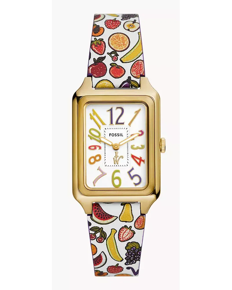 Fossil Uhr Willy Wonka x 2-Zeiger-Werk Limited Edition bedruckt Leder mehrfarbig Multi