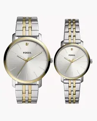 Fossil Geschenkset Uhren Lux Luther His and Hers 3-Zeiger-Werk Edelstahl Bicolor