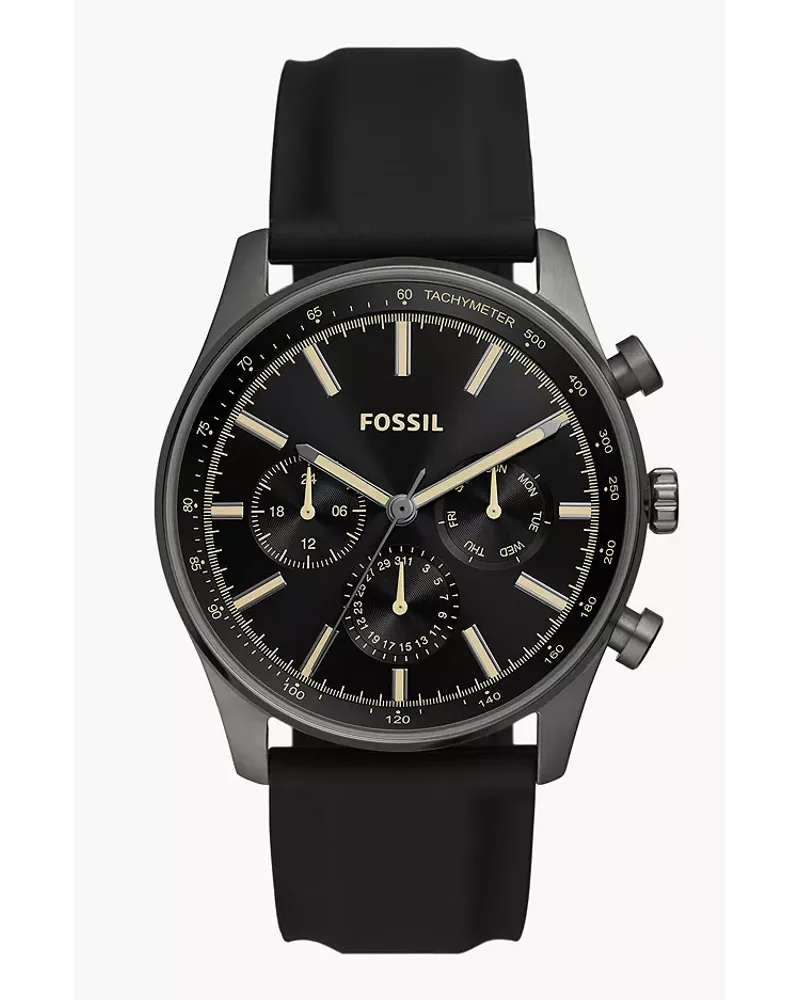 Fossil Uhr Sullivan Multifunktionswerk Silikon Schwarz