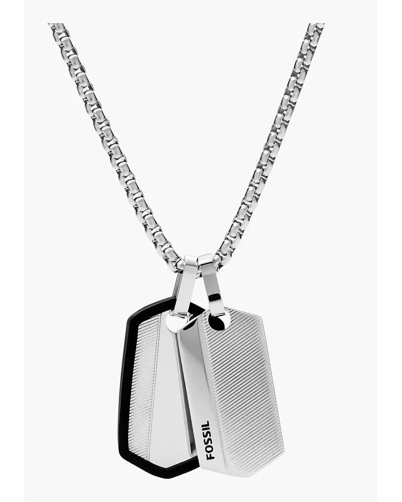 Fossil Kette Chevron Dog Tag Edelstahl - farben Silber