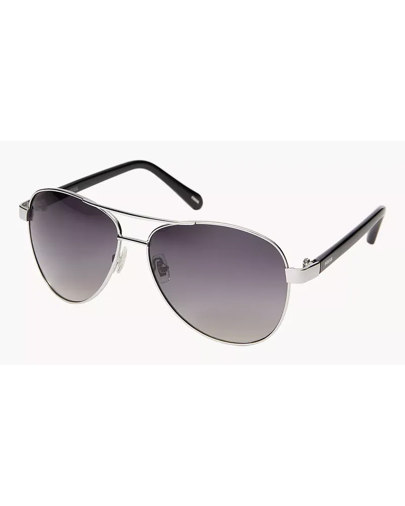 Fossil Aviator Sonnenbrille Silber