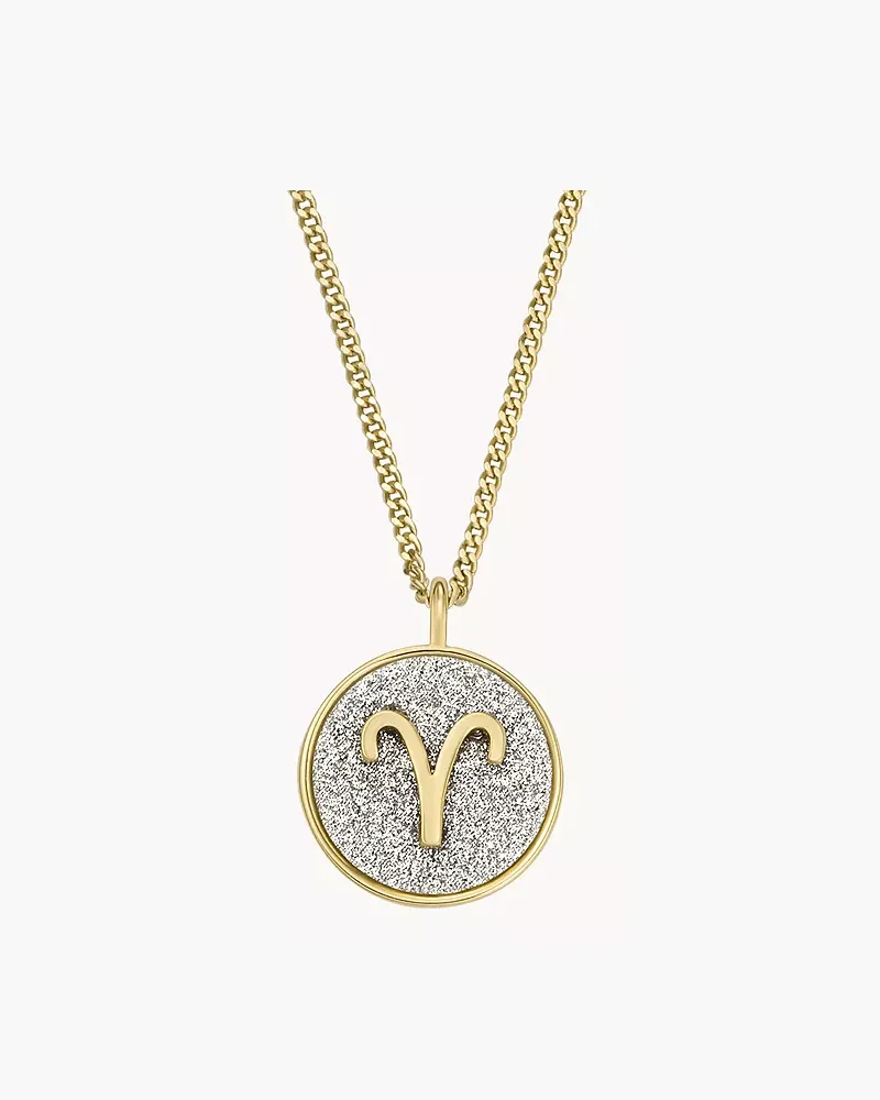 Fossil Kette Zodiac Aries Anhänger Glitz-Papier silberfarben - farben Gold