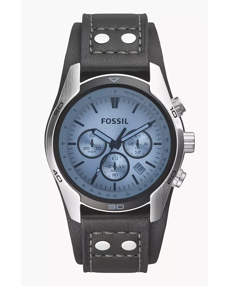 Fossil Herrenuhr Coachman Leder Schwarz