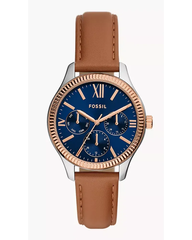 Fossil Uhr Rye Multifunktionswerk Leder Braun