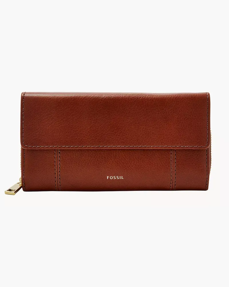 Fossil Geldbörse Jori - Flap Clutch Mittelbraun