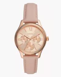 Fossil Uhr Rye Multifunktionswerk Leder farben Nude