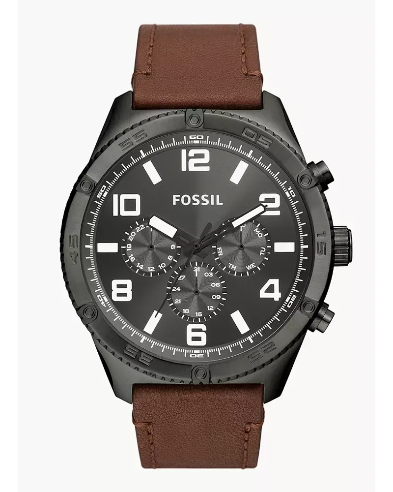 Fossil Uhr Brox Multifunktionswerk Leder Braun