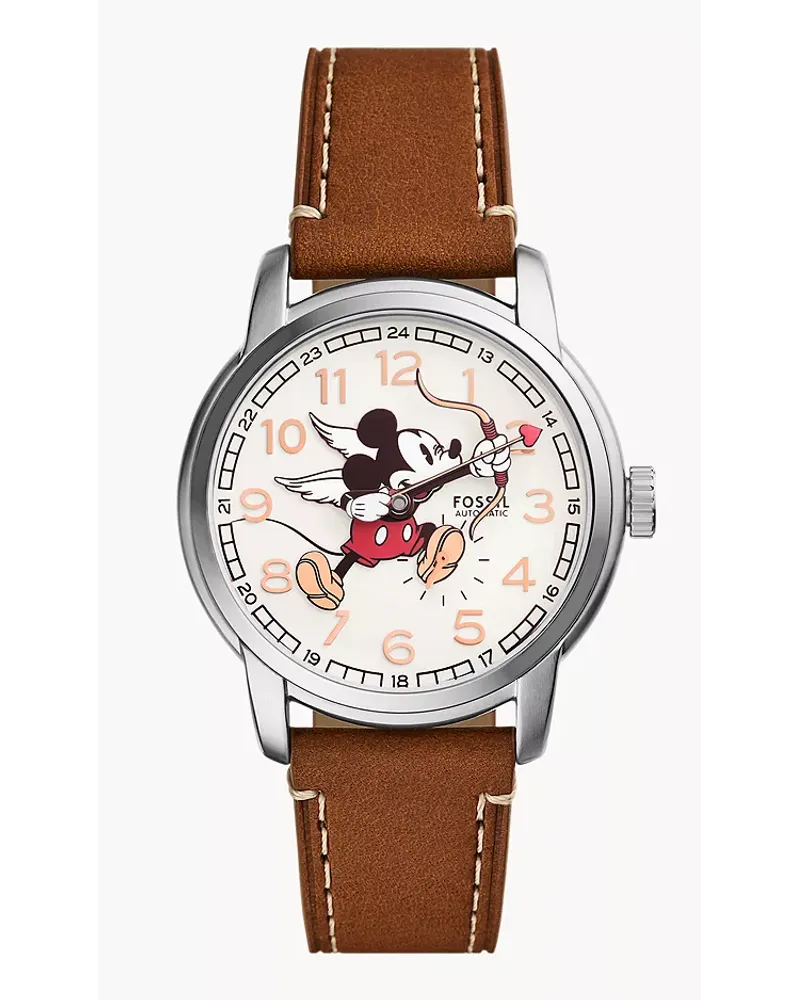 Fossil Limited Edition Uhr Disney Automatikwerk Leder mittel Braun