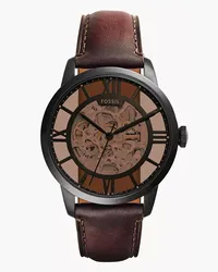 Fossil Herrenuhr Townsman Automatik Leder Dunkel Braun