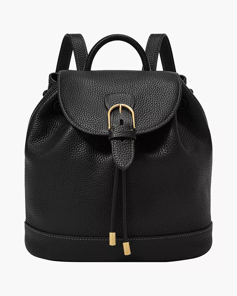 Fossil Flap Backpack Everleigh Leder Schwarz