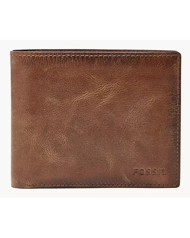 Fossil Bifold Derrick RFID Münzfach groß Braun