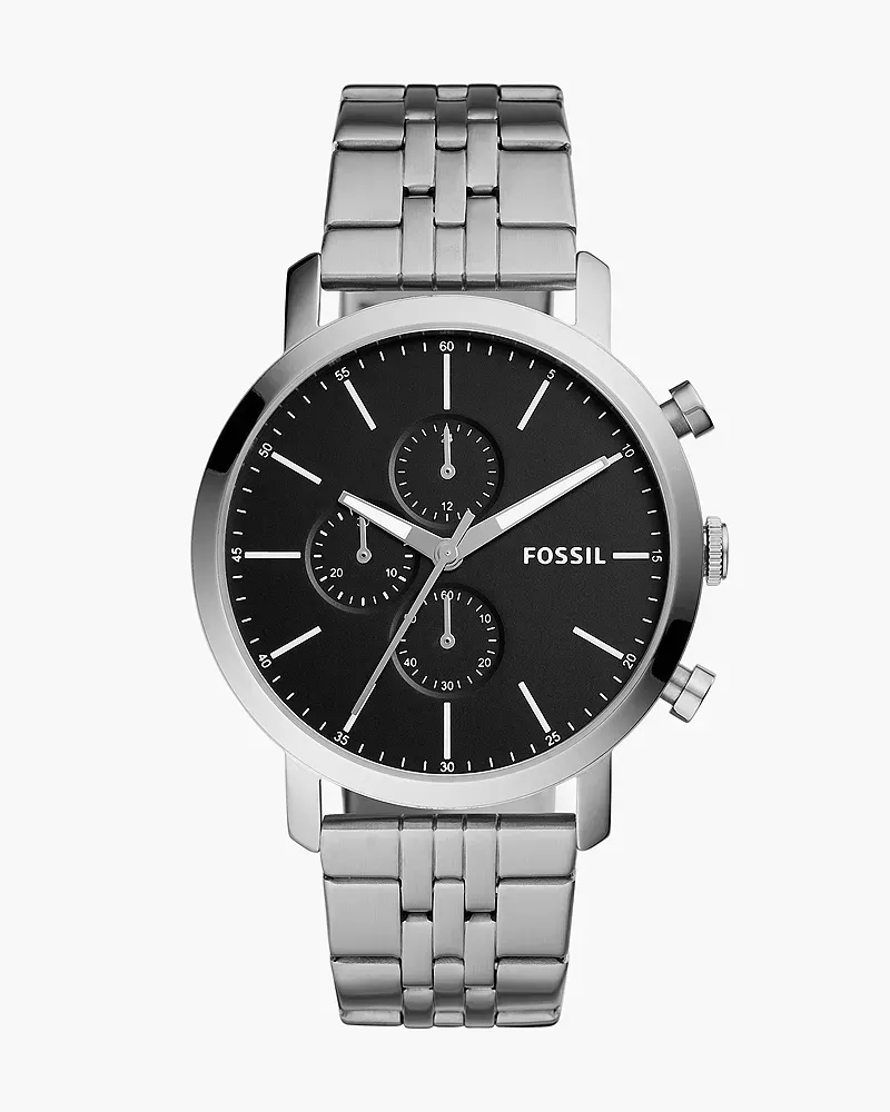 Fossil Herrenuhr Luther Chronograph Edelstahl Silber