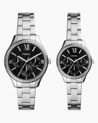 Fossil His and Hers Set Uhr Multifunktionswerk Edelstahl Silber