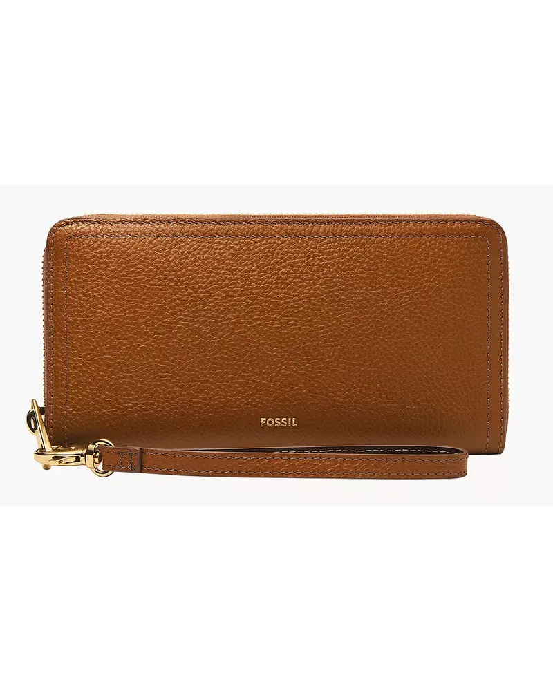 Fossil Zip Clutch Logan Braun