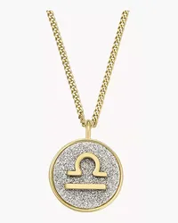 Fossil Kette Zodiac Libra Anhänger Glitz-Papier silberfarben - farben Gold