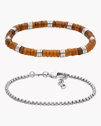 Fossil Geschenkset Armbänder Beads Metall farben - Braun Silber