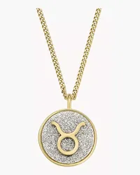 Fossil Kette Zodiac Taurus Anhänger Glitz-Papier silberfarben - farben Gold