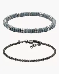 Fossil Geschenkset Armbänder Beads Metall - Grau Anthrazit