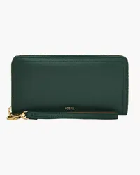 Fossil Zip Clutch Logan RFID Viridiangrün