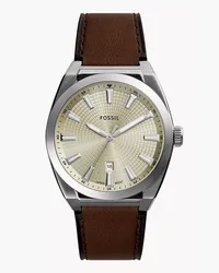 Fossil Uhr Everett 3-Zeiger-Werk Datum Leder Braun