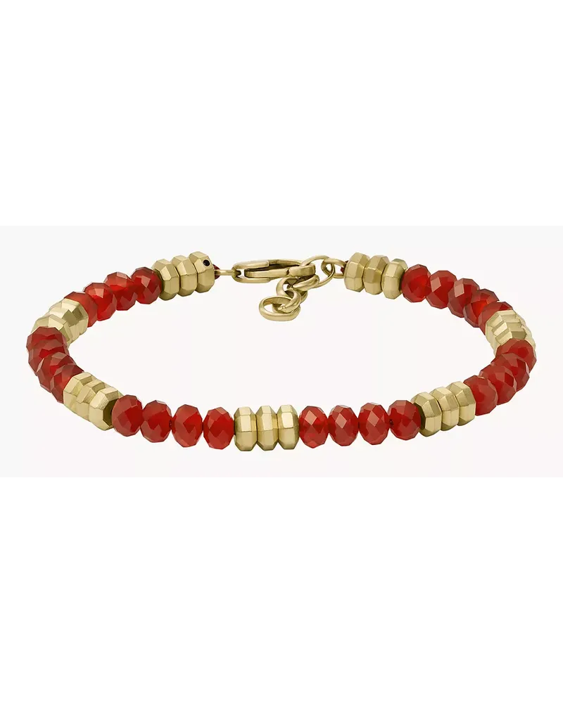 Fossil Armband All Stacked Up Beads Achat rot - Echter roter Achat Gold