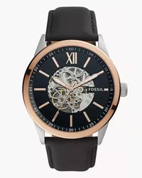 Fossil Herrenuhr Flynn - Automatik - Leder Schwarz