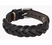 Fossil Armband Leather Essentials Leder schwarz - Schwarz Silber