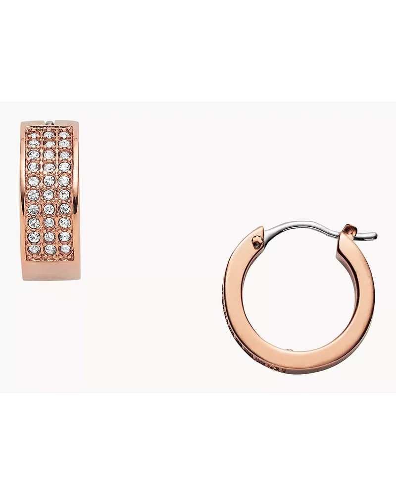 Fossil Ohrringe Pavé Hoops Roségold