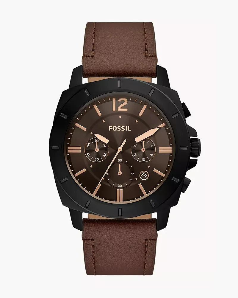 Fossil Uhr Chronograph Privateer Leder Braun