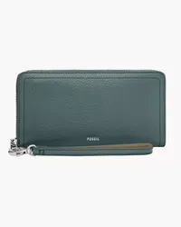 Fossil Zip Clutch Logan RFID Himmelgrau