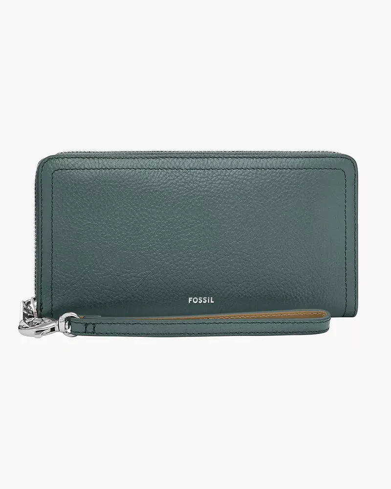 Fossil Zip Clutch Logan RFID Himmelgrau