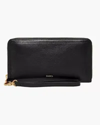 Fossil Zip Around Clutch Logan RFID Schwarz