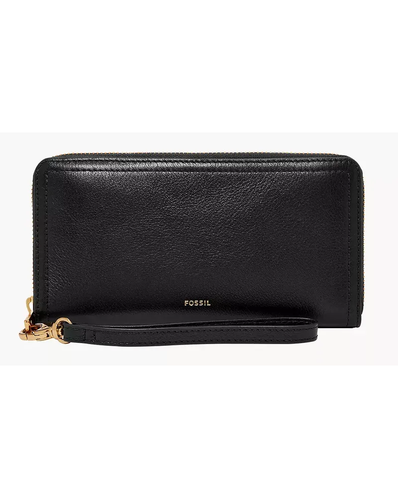 Fossil Zip Around Clutch Logan RFID Schwarz