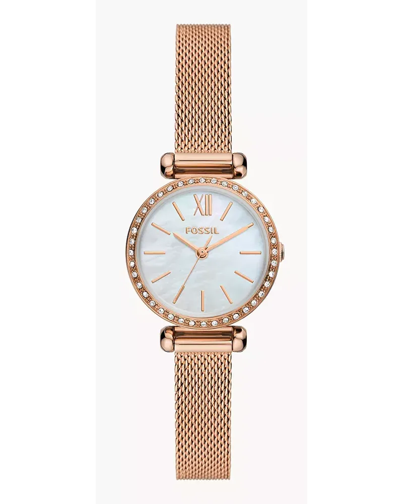 Fossil Uhr Tillie Mini 3-Zeiger-Werk Milanaise Edelstahl farben Roségold