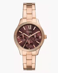 Fossil Uhr Rye Multifunktion Edelstahl farben Roségold