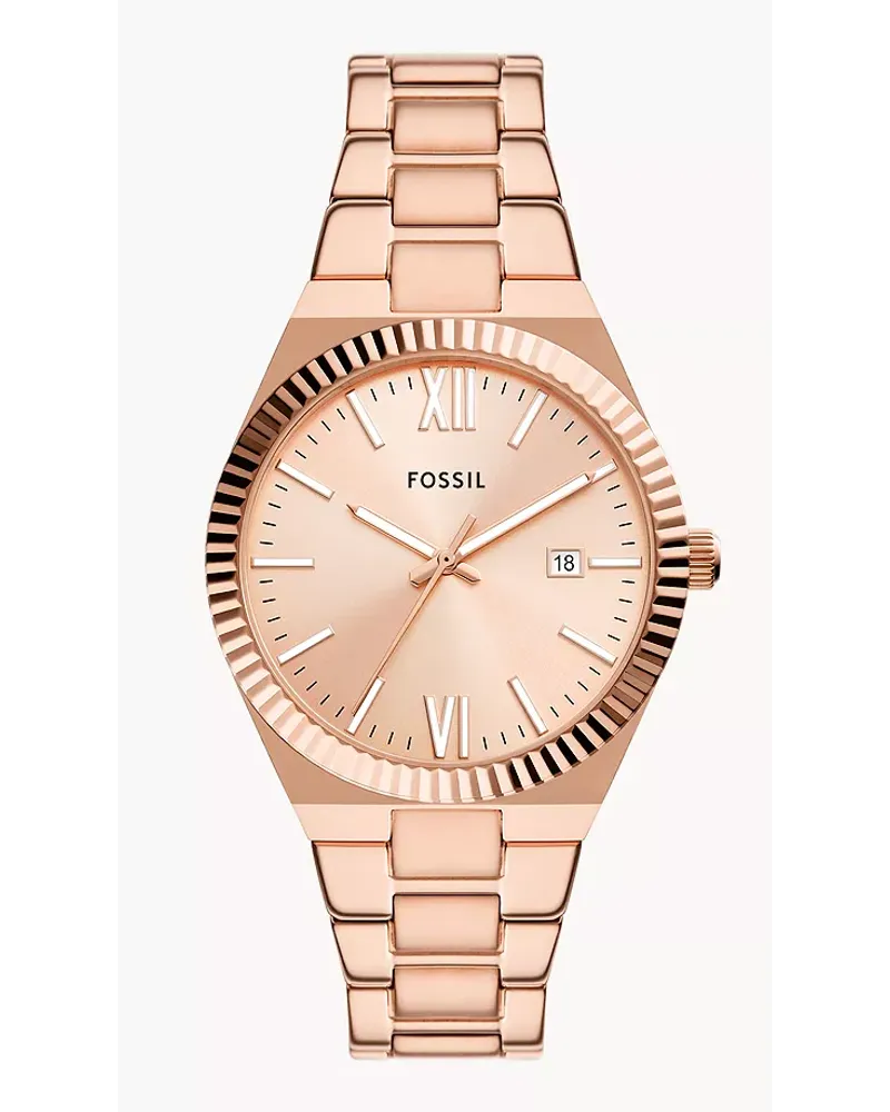 Fossil Uhr Scarlette 3 Zeiger Werk Datum Edelstahl Farben RoséGold