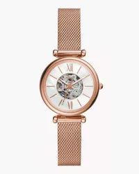 Fossil Uhr Carlie Mini Automatikwerk Milanaiseband Edelstahl farben Roségold