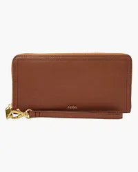 Fossil Zip Around Clutch Logan RFID Braun