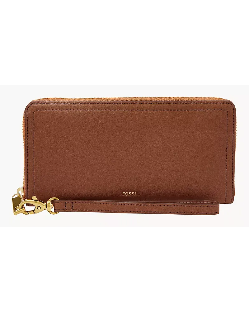 Fossil Zip Around Clutch Logan RFID Braun