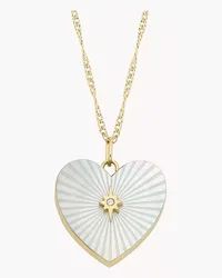 Fossil Kette Sutton Locket Collection Heart Perlmutt weiß - Weißes Perlmutt Gold