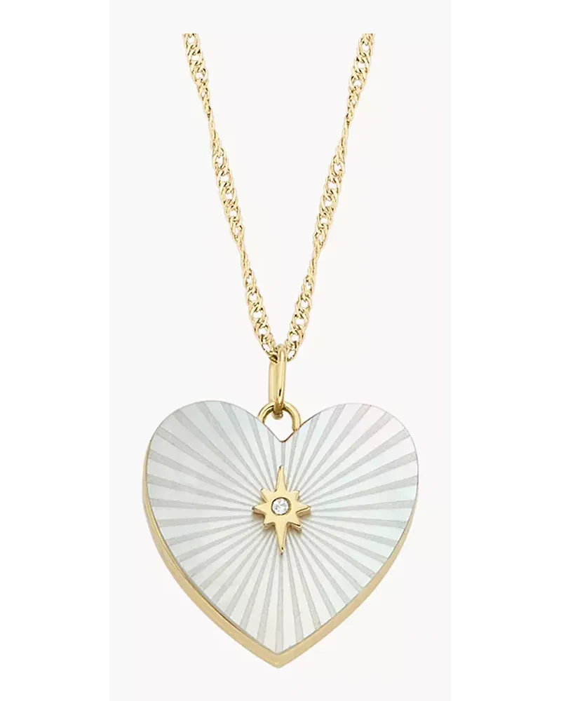 Fossil Kette Sutton Locket Collection Heart Perlmutt weiß - Weißes Perlmutt Gold