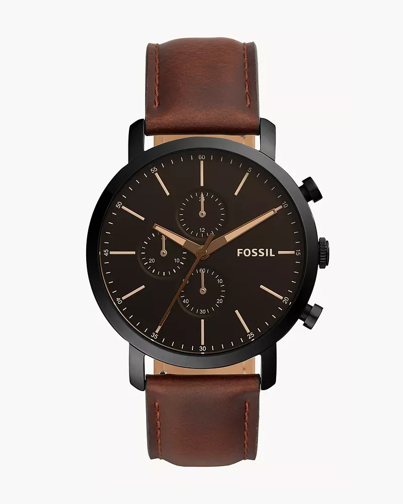 Fossil Herrenuhr Luther Chronograph Leder Braun