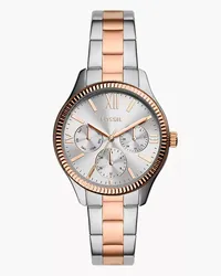 Fossil Uhr Rye Multifunktionswerk Edelstahl zweifarbig Roségold