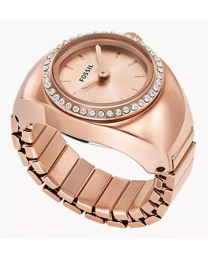 Fossil Ringuhr 2-Zeiger-Werk Edelstahl farben Roségold